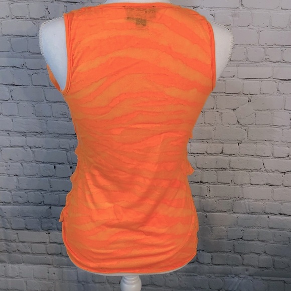 IZ BYER Ruffled Tank Top Burnout/Tiger Orange-XS - Picture 2 of 2